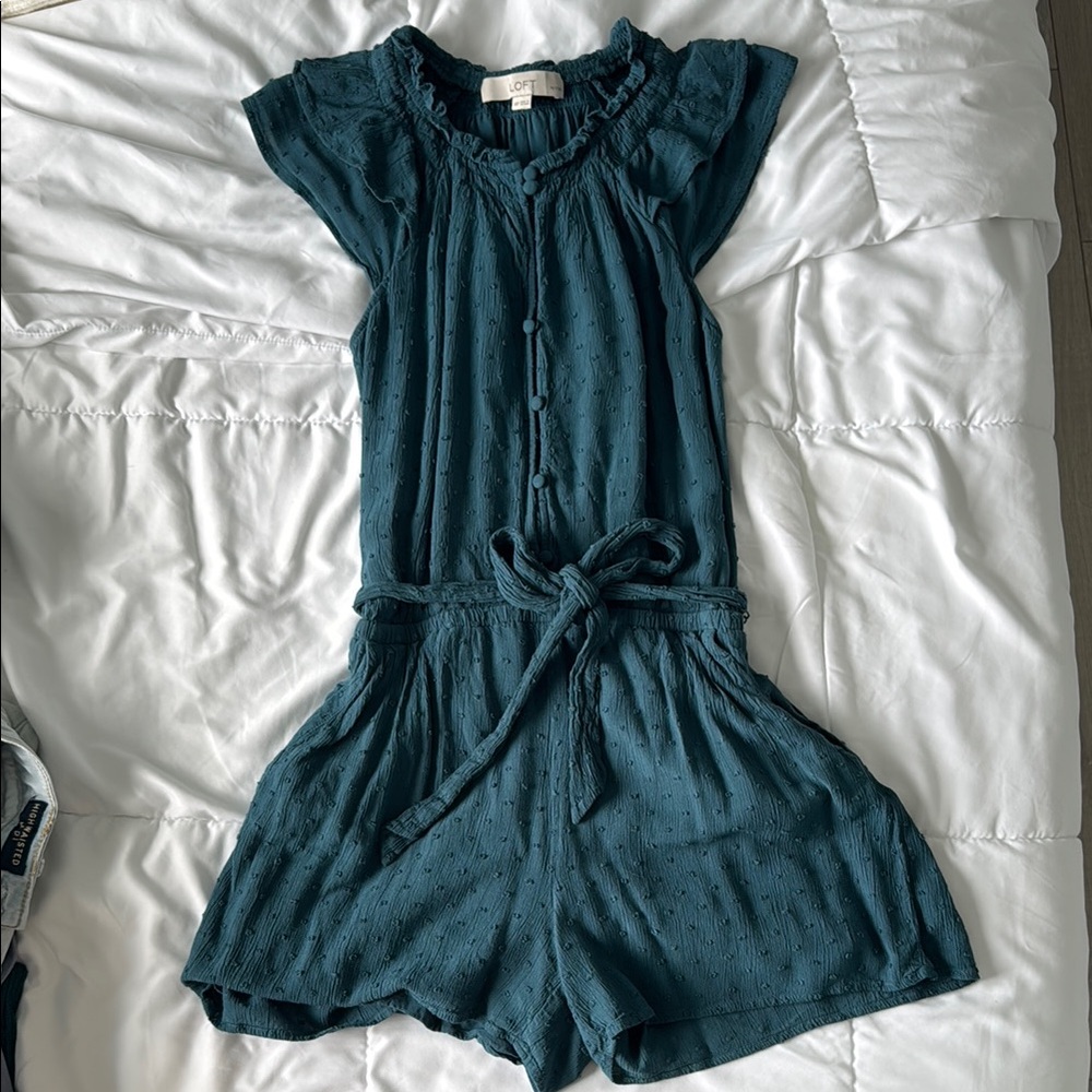 Turquoise Button-Up Romper